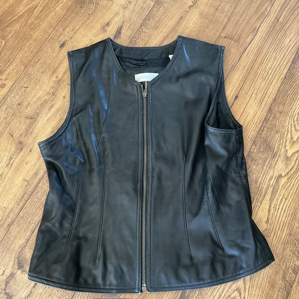 VTG  Lord & Taylor leather zip front vest